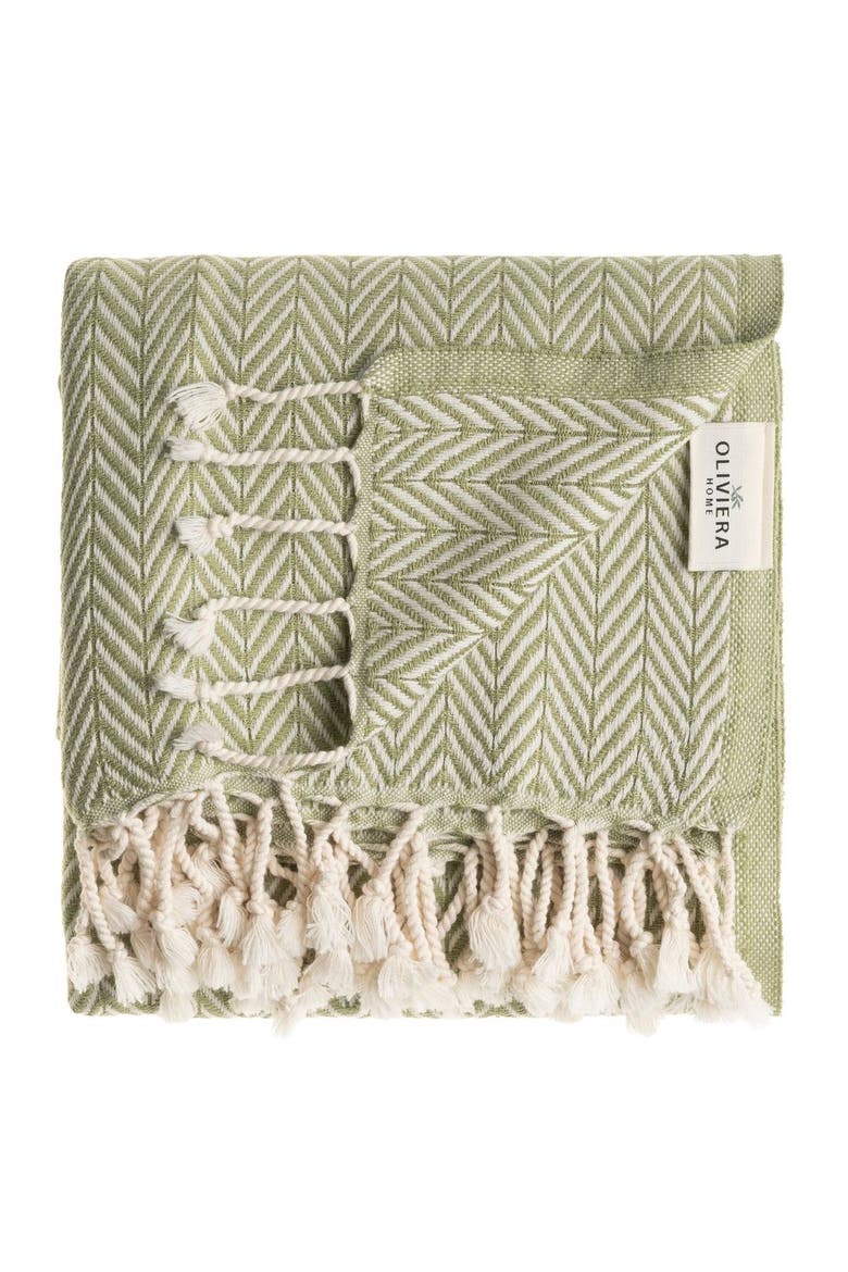 Herringbone Turkish Cotton Towel Bundle, Alternate, color, Sage Green