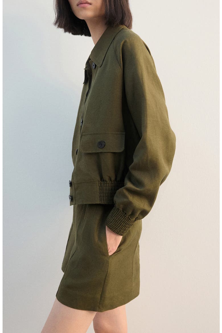 Linen Blend Jacket, Alternate, color, KHAKI