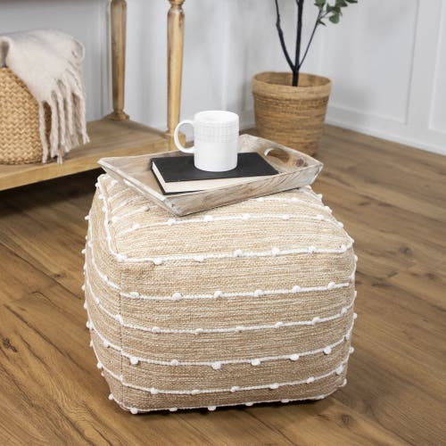 Northlight Woven Cotton Textured Stripe Square Pouf