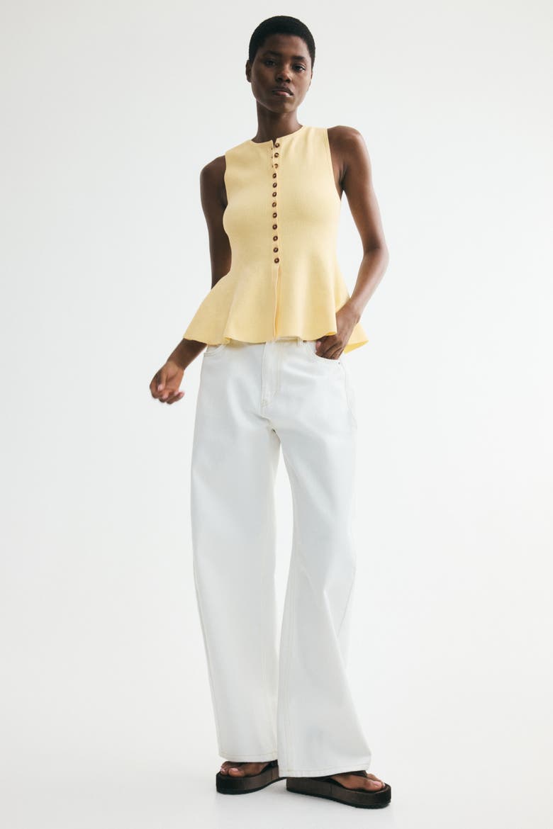 H&M Rib-knit Peplum Sleeveless Top (Women) | Nordstrom