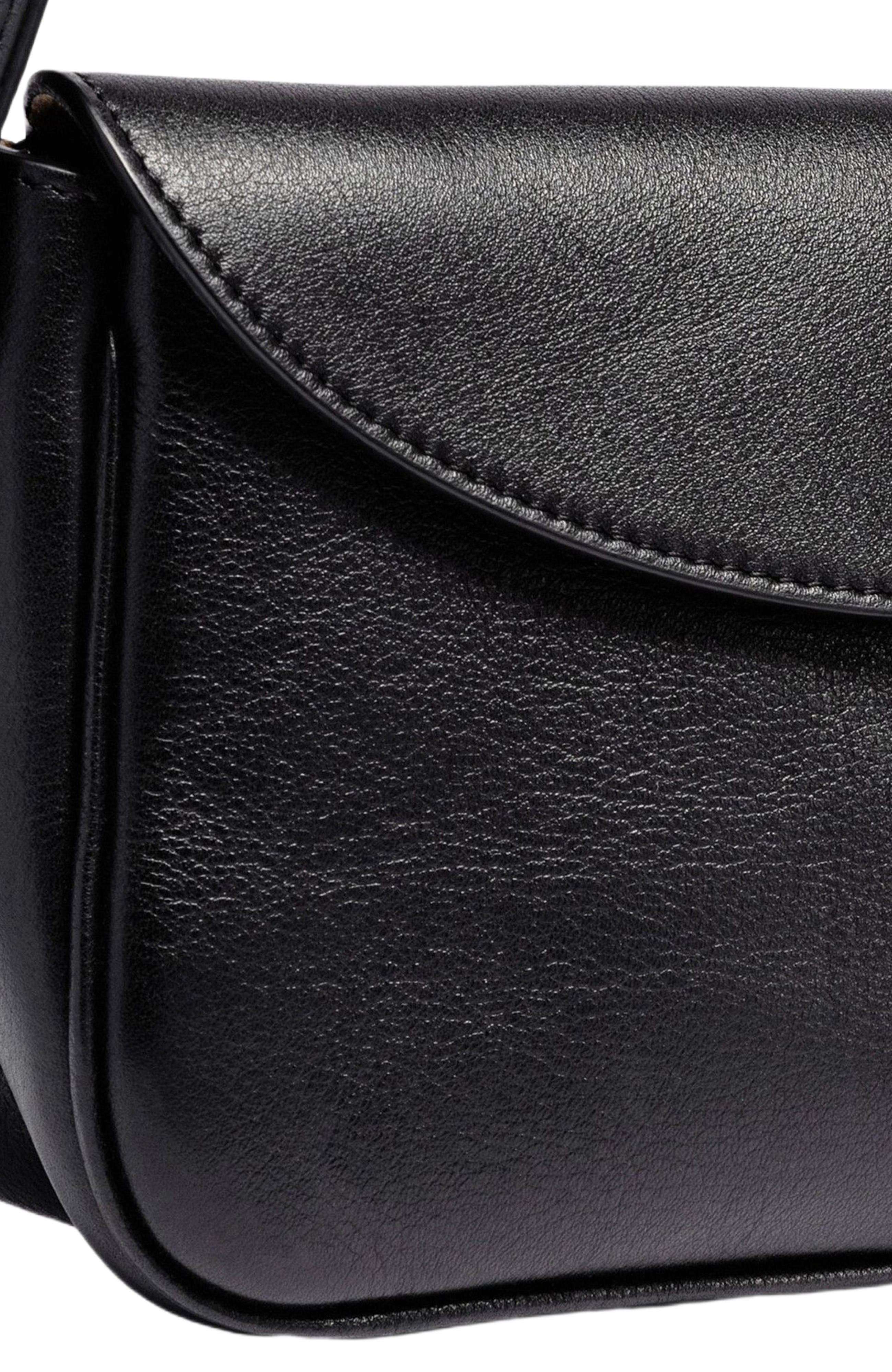 Santoni Leather shoulder bag, Alternate, color, Black