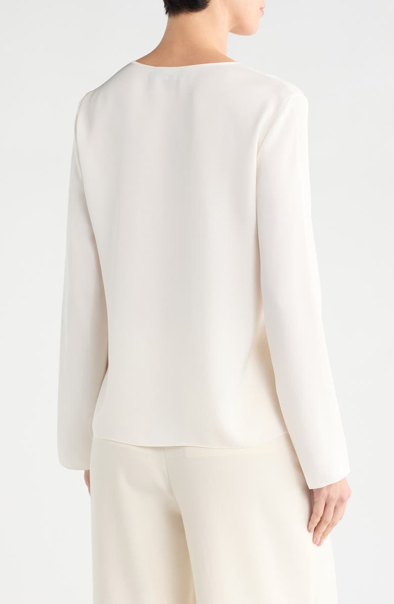 Theory Tie Neck Long Sleeve Silk Georgette Top, Alternate, color, Ivory