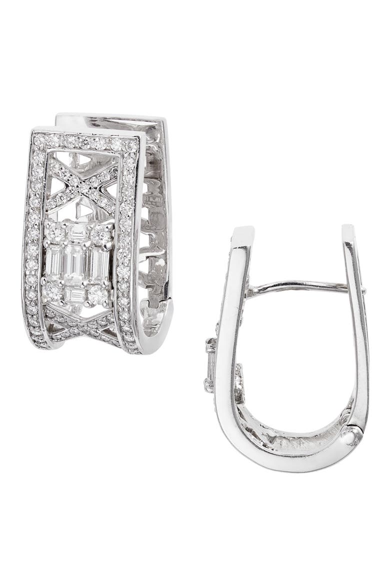 Clarity Lattice Diamond Hoop Earrings, Main, color, 18KWG