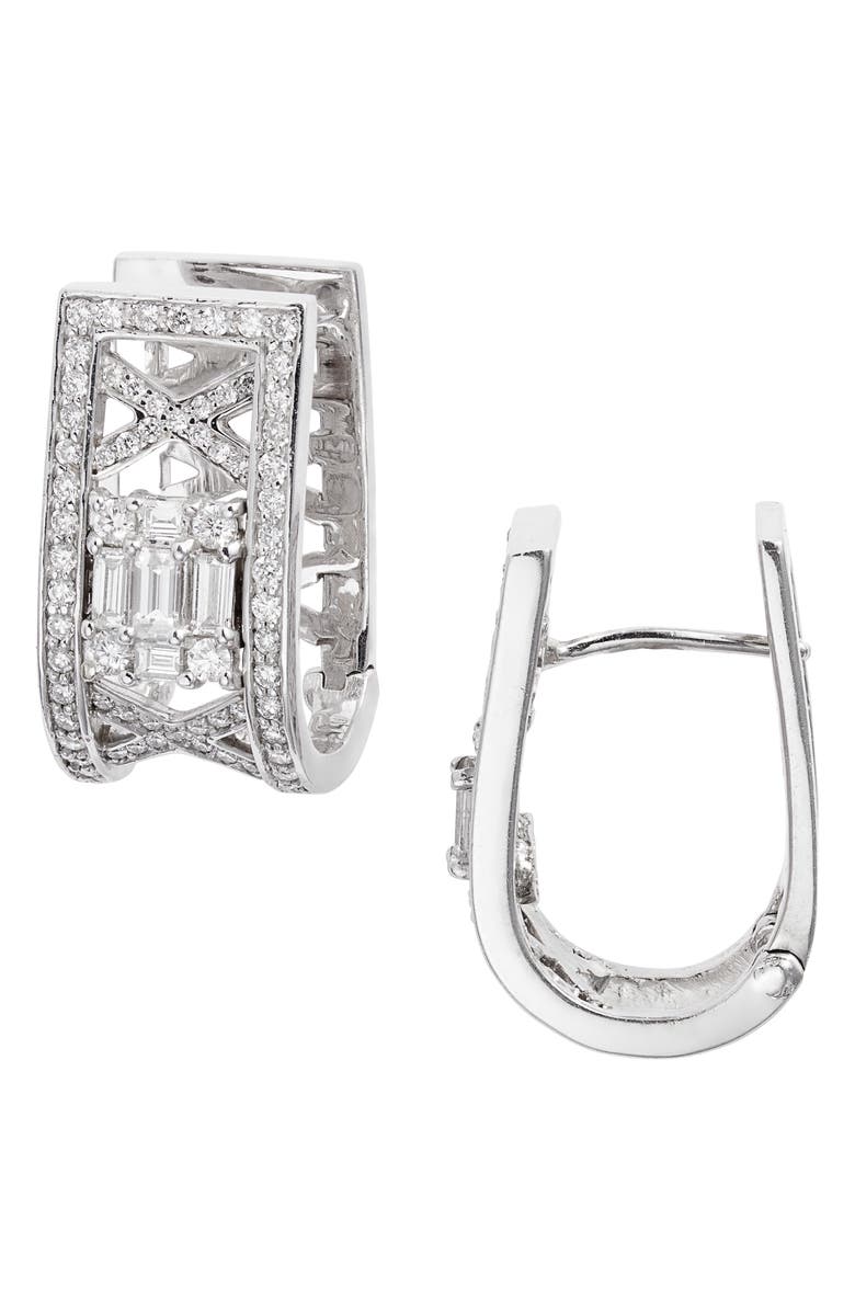 Mindi Mond Clarity Lattice Diamond Hoop Earrings, Main, color, 18Kwg