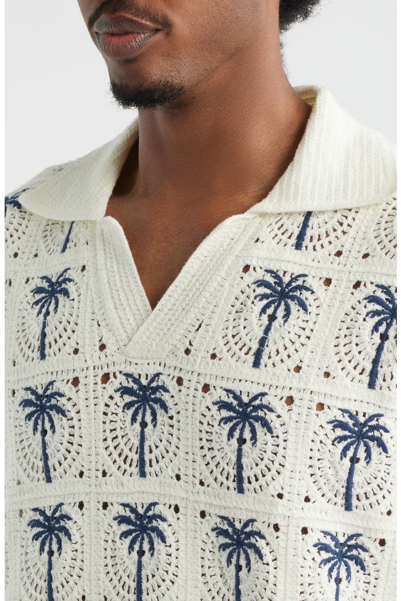 Palm Beach Crochet Polo, Alternate, color, BLUE