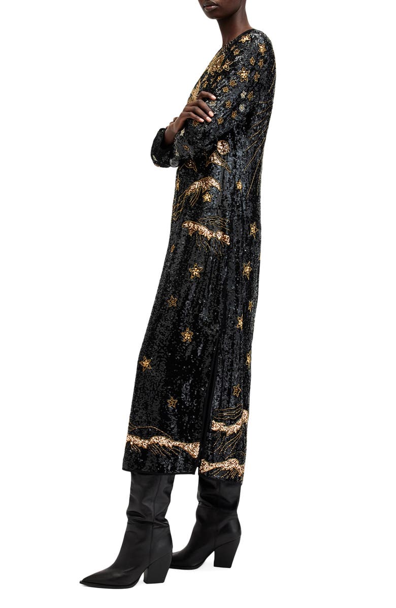AllSaints Noushka Mixed Sequin Print Long Sleeve Dress, Alternate, color,