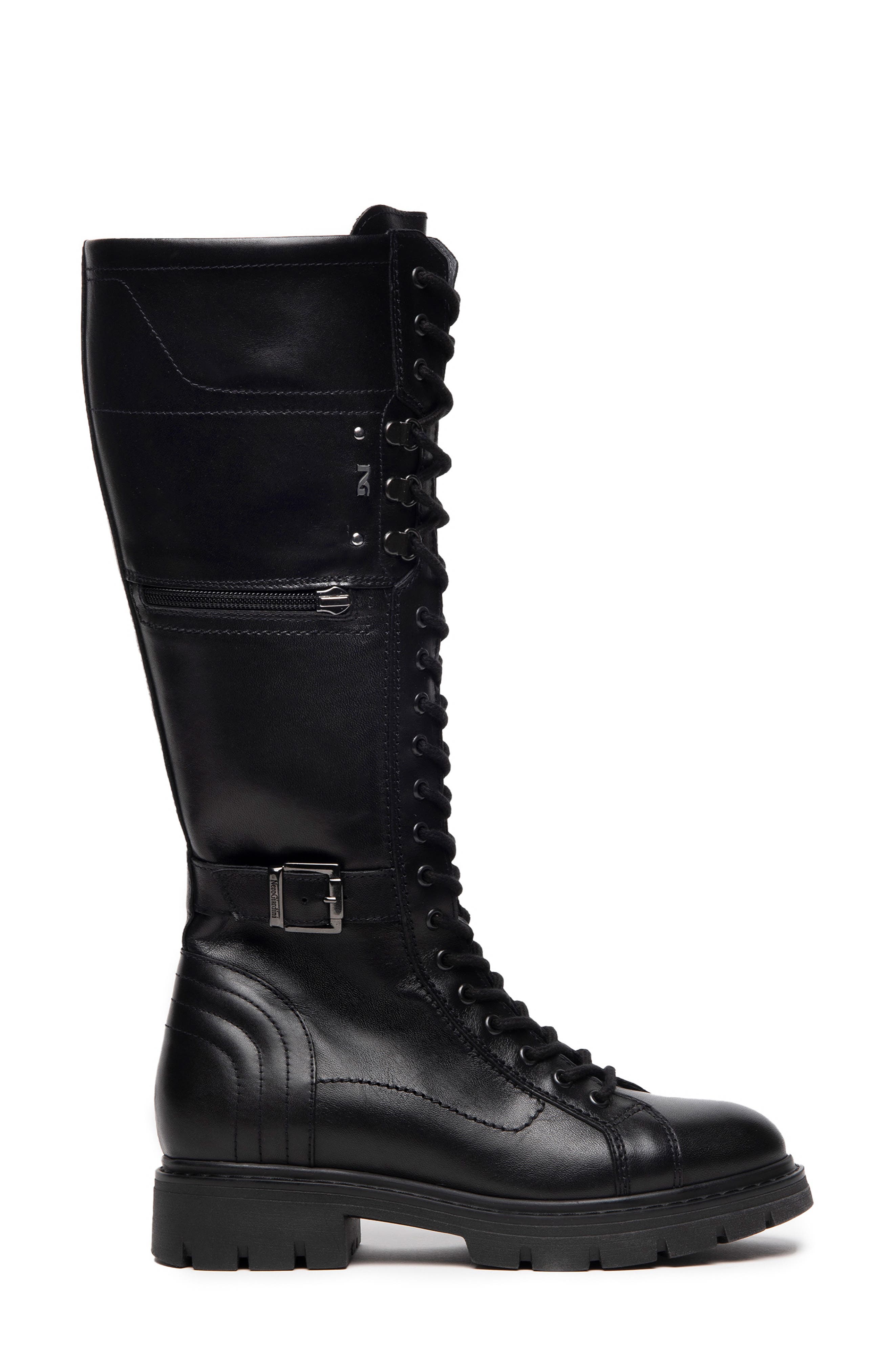 NeroGiardini Lace-Up Buckle Combat Boot, Alternate, color, 