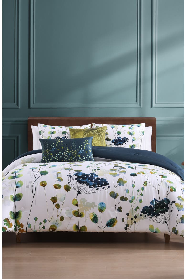 Abstract Vines Cotton Reversible Comforter Set, Alternate, color, BLUE