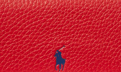 Polo Ralph Lauren Shiny Drum Pebble Leather Card Case In Blue