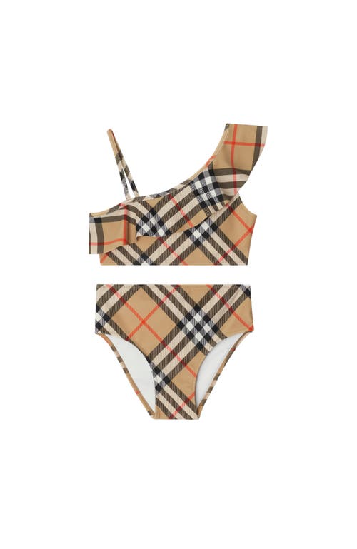 Shop Burberry Check Bikini In Sand