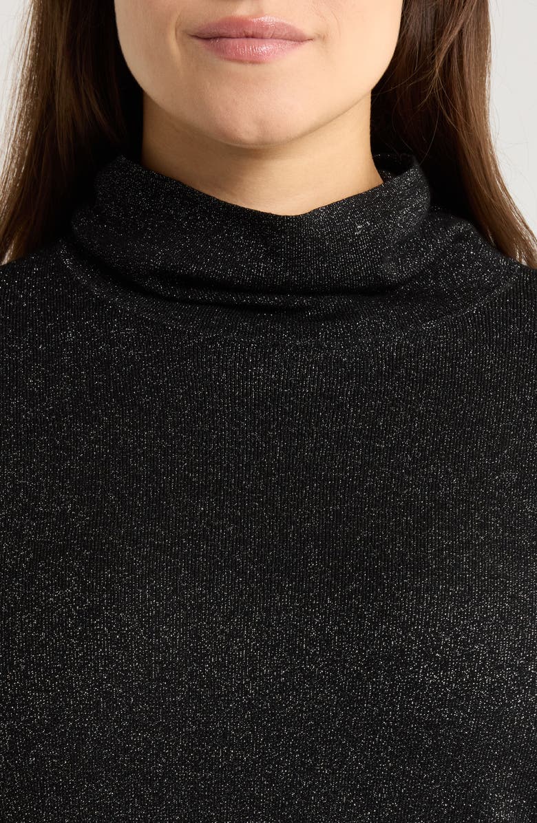Eileen Fisher Metallic Turtleneck Sweater, Alternate, color, Black
