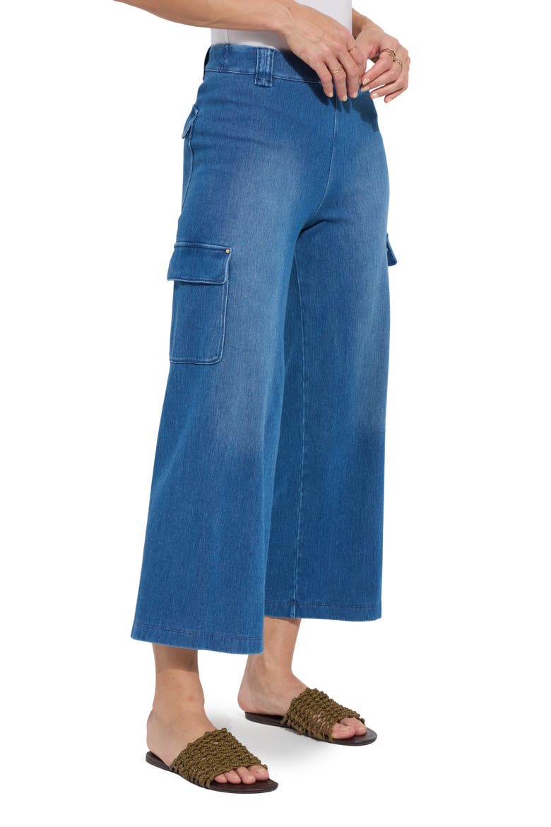 Erin West High Waist Crop Wide Leg Utility Pants, Alternate, color, MID WASH