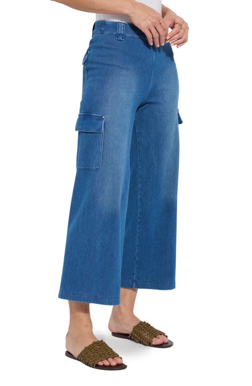Lyssé Erin West High Waist Crop Wide Leg Utility Pants In Mid Wash
