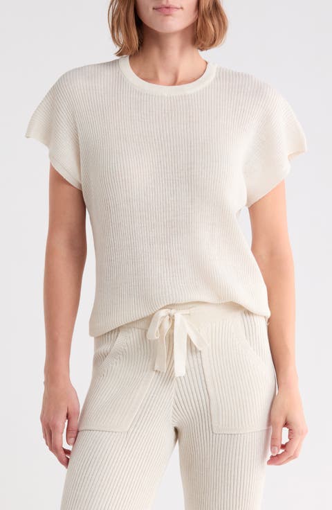 Ribbed Short Sleeve Sweater