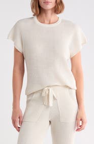 Splendid Ribbed Short Sleeve Sweater