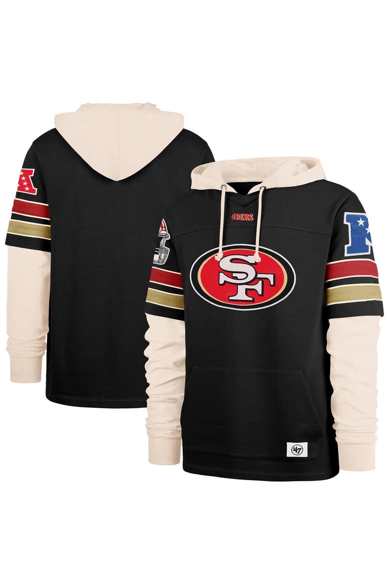 Men's '47  Black San Francisco 49ers Split Zone Cornerback Duo Hoodie, Main, color, Black