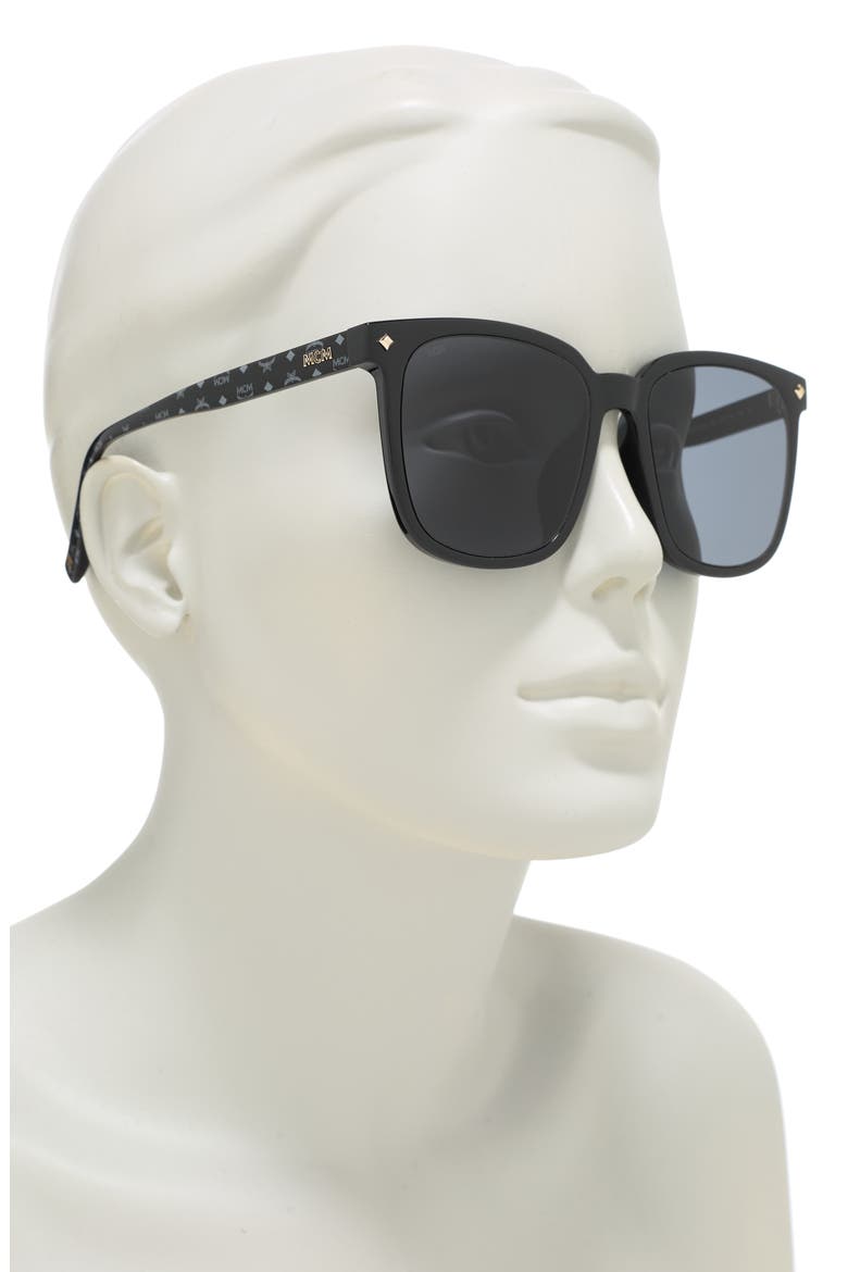 54mm Square Oversized Sunglasses, Alternate, color, BLACK/ BLACK VISETOS