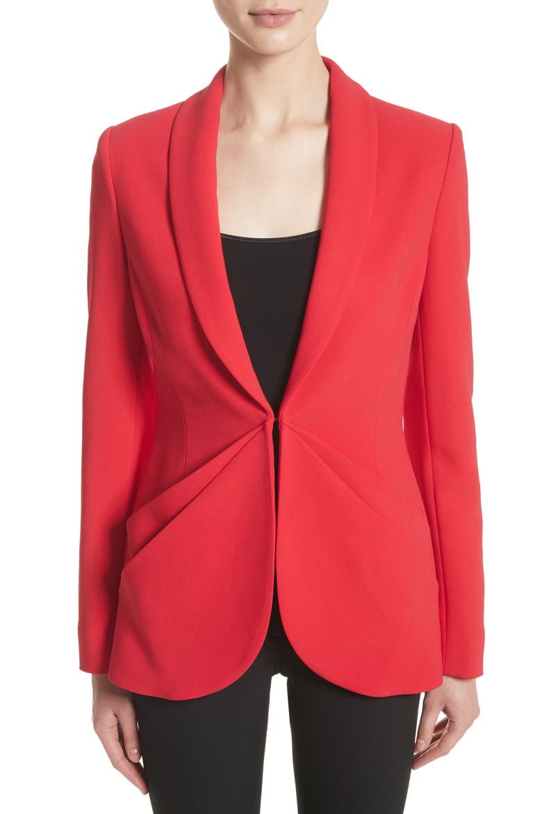 Drape Pocket Crepe Jacket, Main, color, RED