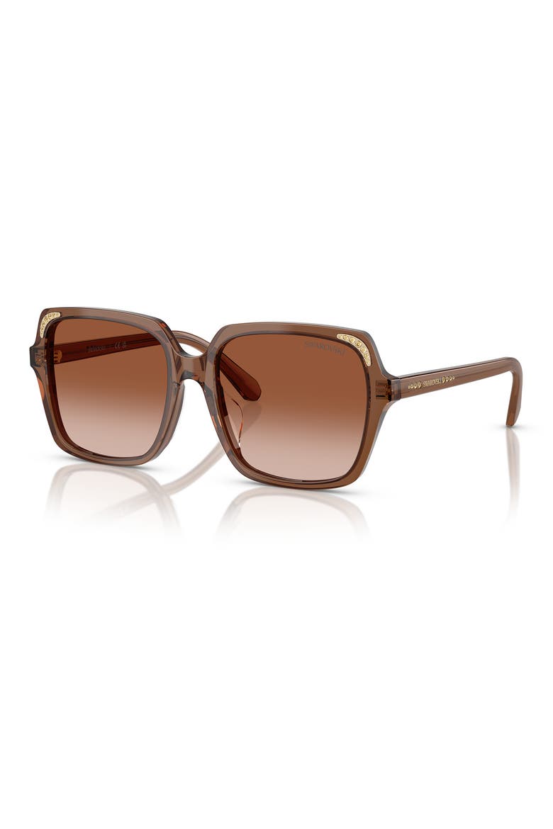 56mm Gradient Square Sunglasses, Alternate, color, TRANSPARENT BROWN