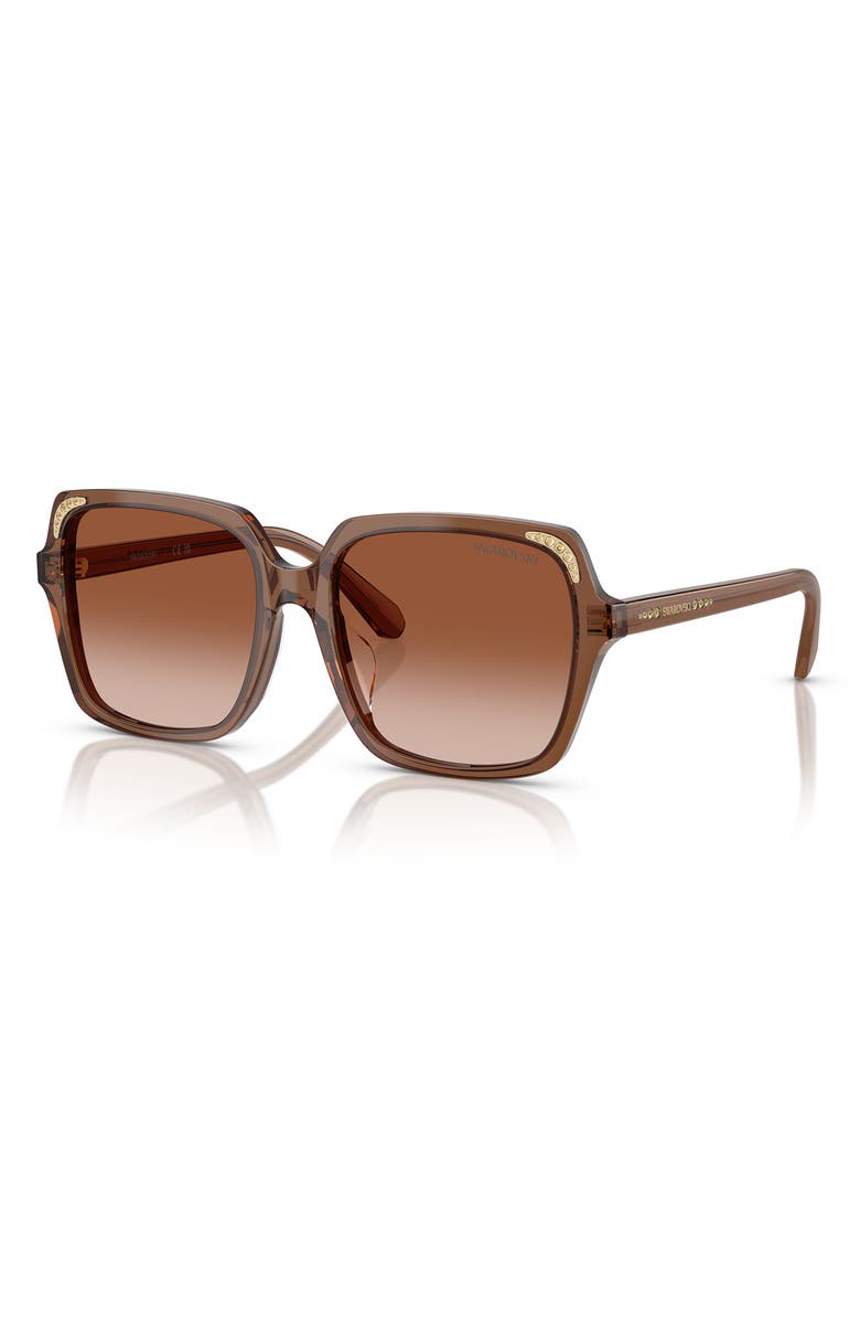 Swarovski 56mm Gradient Square Sunglasses, Alternate, color, Transparent Brown