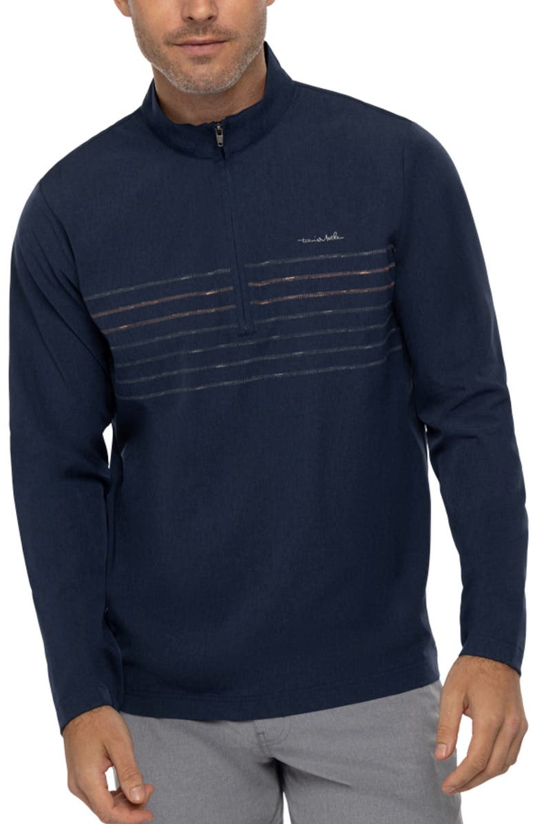 TravisMathew Some Beach Stretch Half Zip Pullover, Main, color, Dress Blues