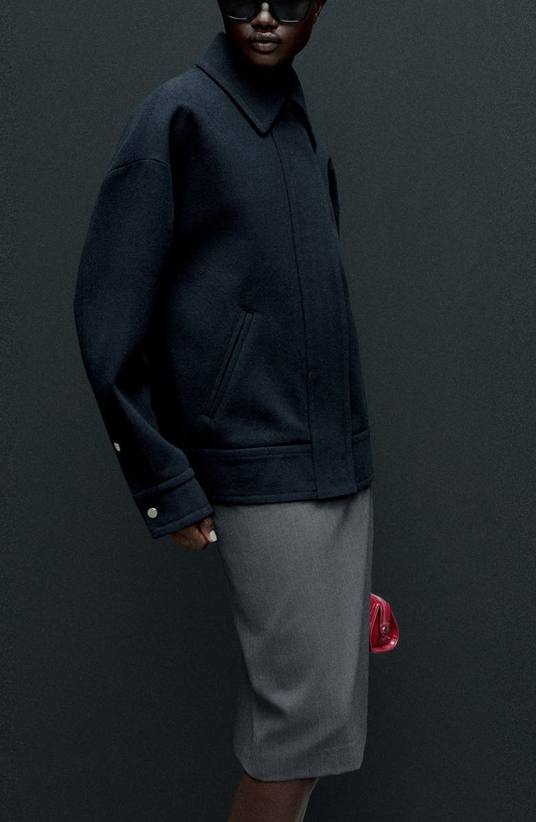 MANGO Belted Pinstripe Stretch Pencil Skirt, Alternate, color,