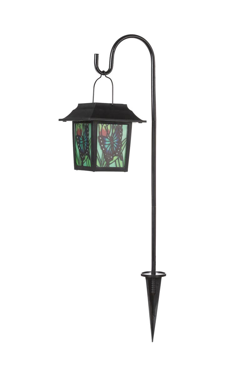 Solar Powered Butterfly Garden Lamp or Pathway Light with Ground Stake, Alternate, color, Black