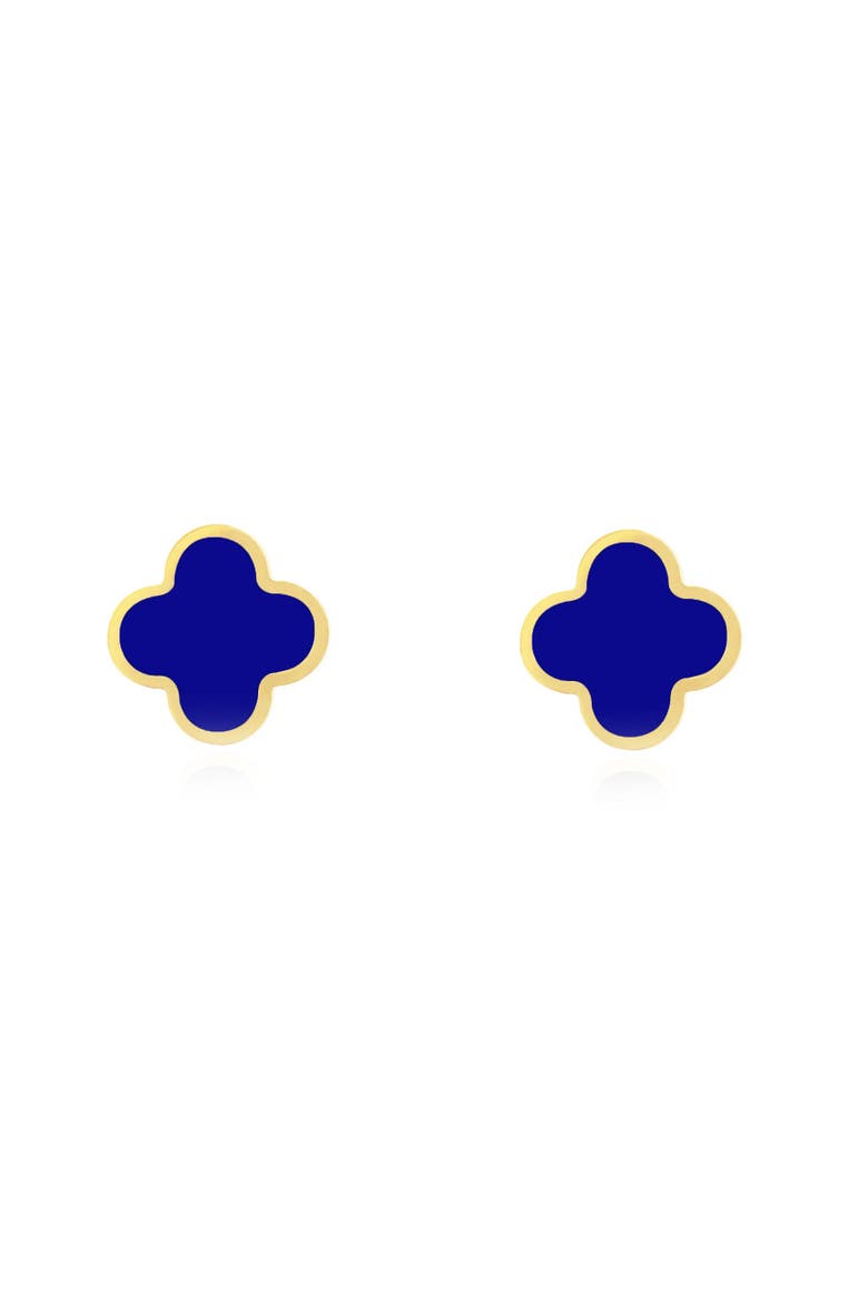 Large Lapis Clover Stud Earrings, Alternate, color, Lapis