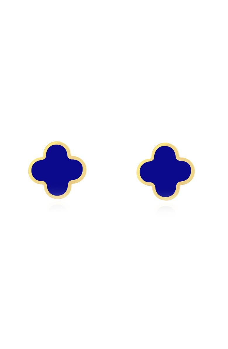 The Lovery Fine Jewelry Large Lapis Clover Stud Earrings, Alternate, color, Lapis