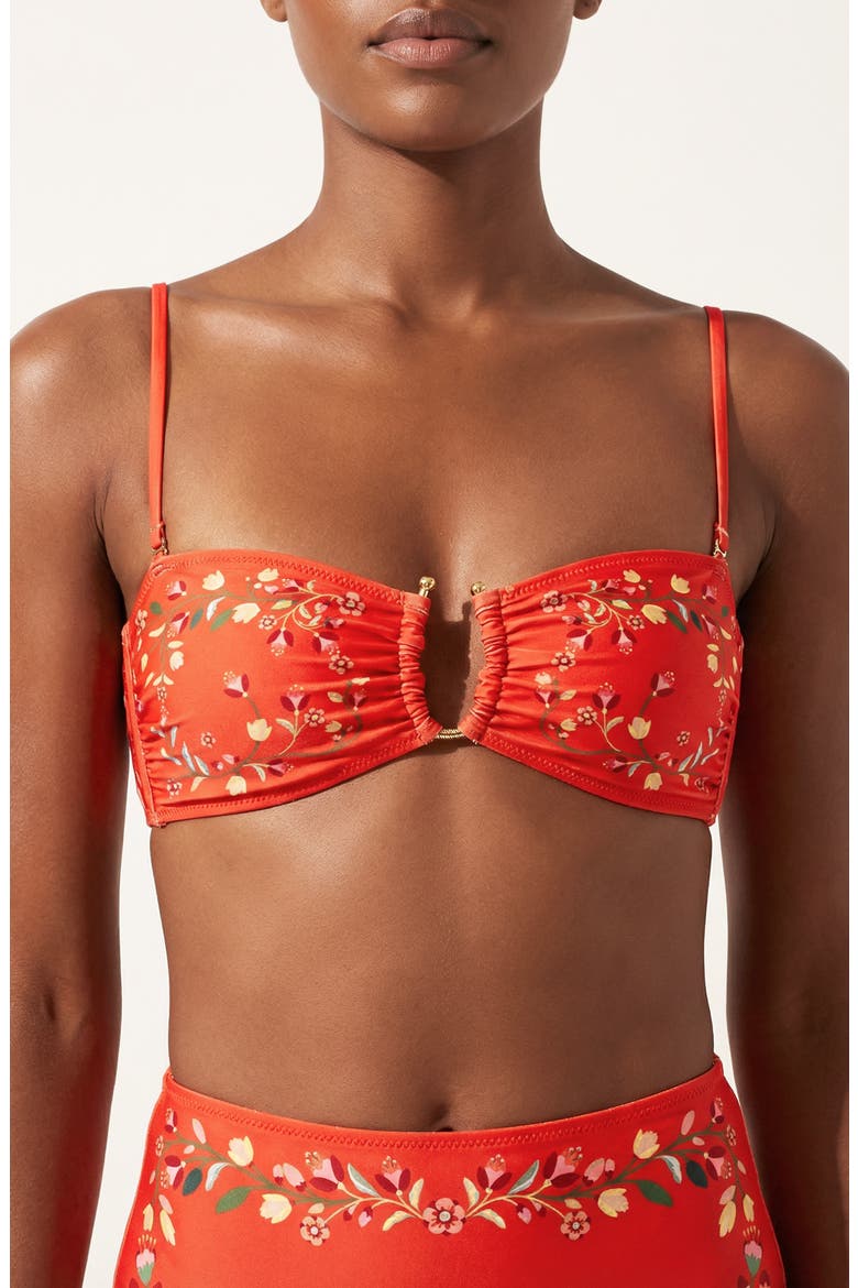 Scarlet Bloom Reversible Square Bandeau Top, Main, color, Red