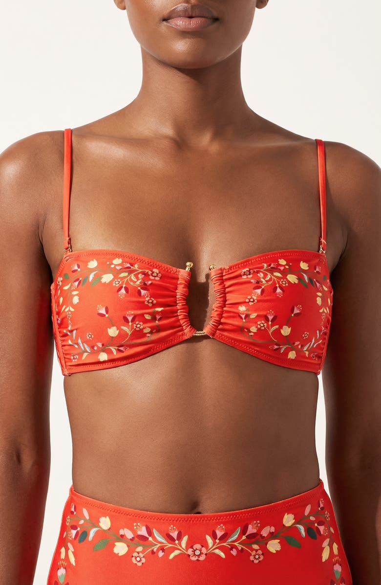 Jessie Zhao New York Scarlet Bloom Reversible Square Bandeau Top, Main, color, Red