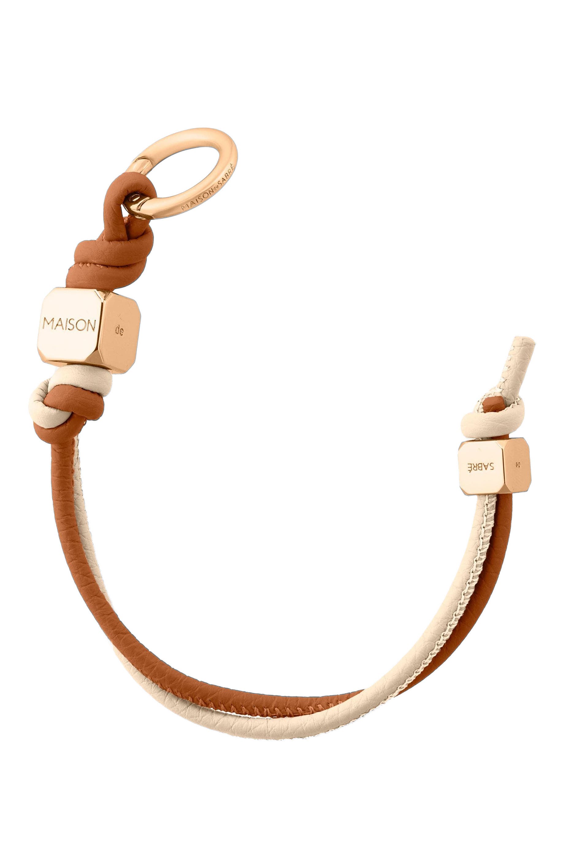 Leather Wristlet Charm, Alternate, color, Pecan Nude