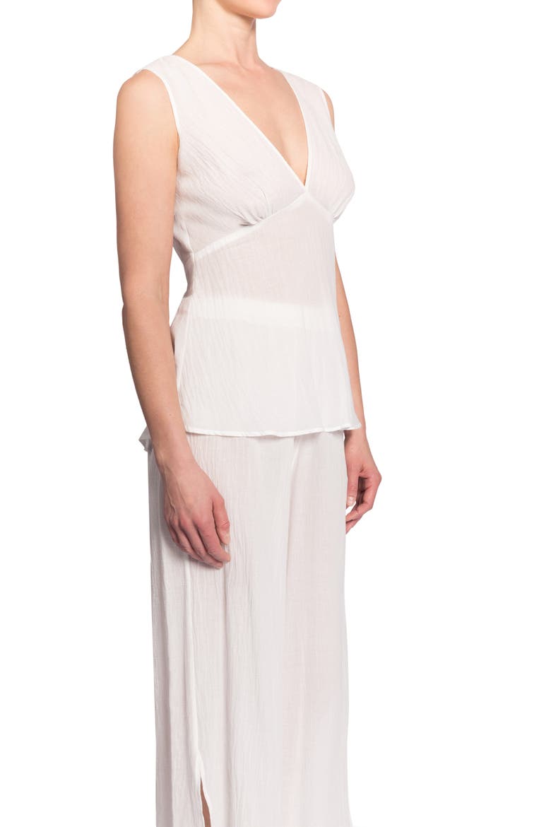 Deep V Wide Leg Pajamas, Alternate, color, WHITE