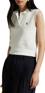 Polo Ralph Lauren Sleeveless Cotton Blend Piqué Polo Sweater
