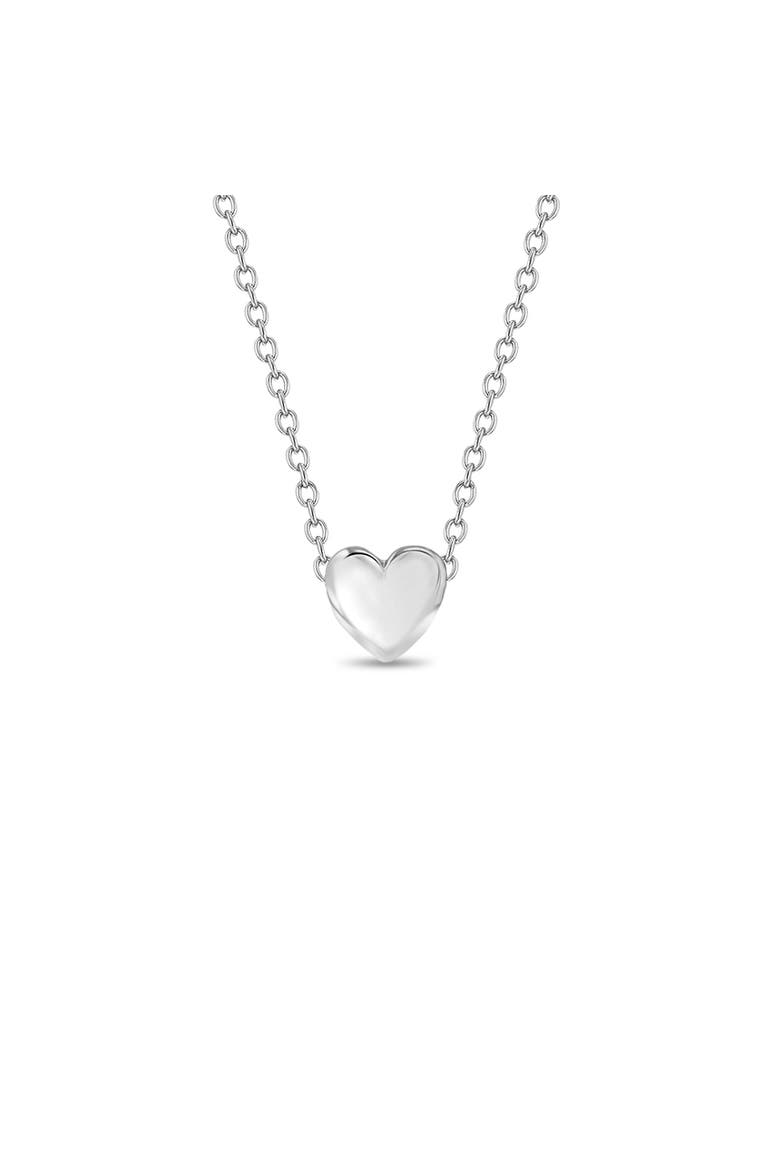Dainty Puffed Heart Necklace, Main, color, Silver