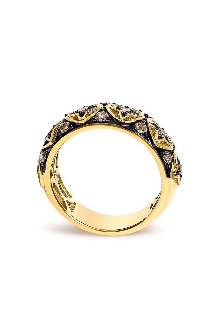 10K Yellow Gold Plated Sterling Silver 1/2 ctw Champagne Diamond Star Motif Band Ring, Alternate, color, Yellow Gold over Silver