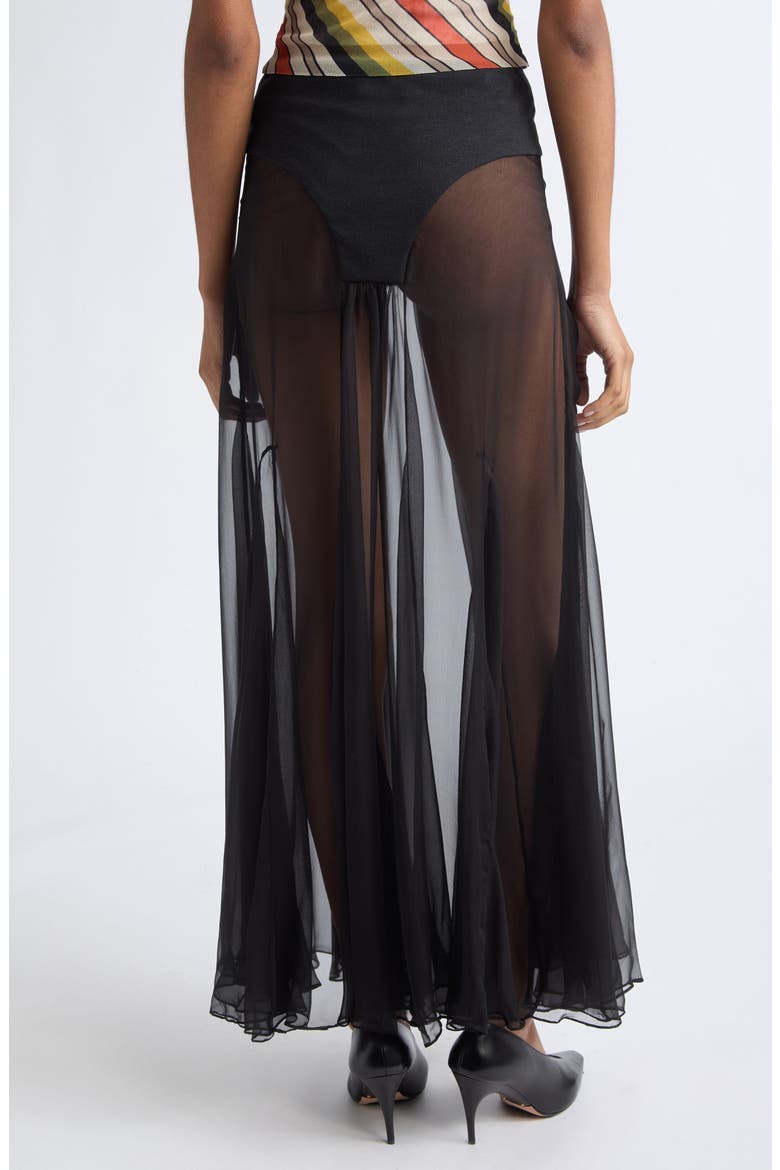 Mixed Media Maxi Skirt, Alternate, color, BLACK