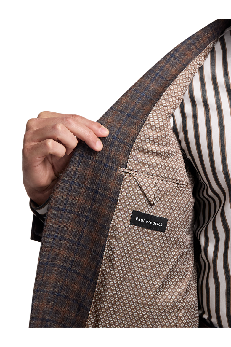 Wool Blend Plaid Single Breasted Notch Lapel Sport Coat, Alternate, color, Brown/Navy