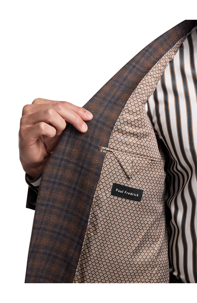 Paul Fredrick Wool Blend Plaid Single Breasted Notch Lapel Sport Coat, Alternate, color, Brown/Navy