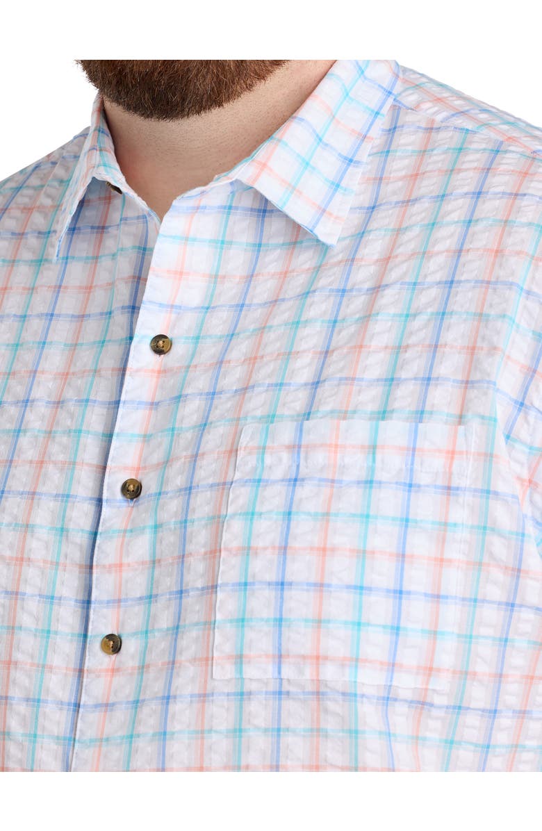 Oak Hill by DXL Big & Tall Medium Plaid Seersucker Sport Shirt, Alternate, color, White Multi