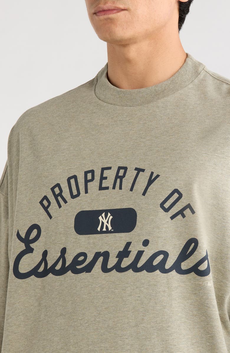 Fear of God Essentials x MLB Yankees Cotton Graphic T-Shirt, Alternate, color, Seal Heather