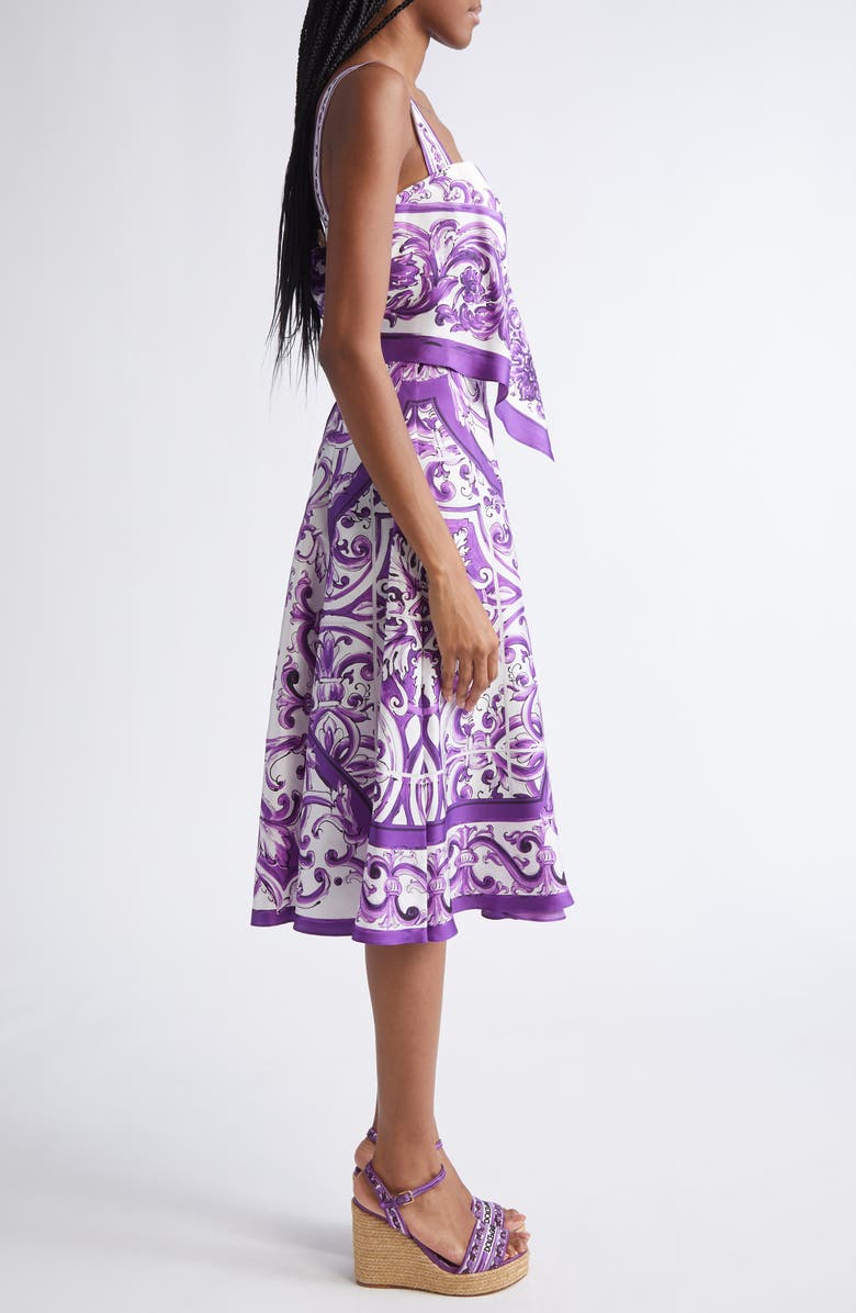 Dolce&Gabbana Majolica Silk Midi Dress, Alternate, color, Hp5dq Mix Maiolica L Viola