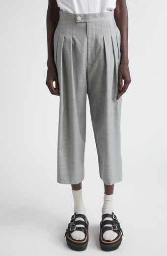 Yarn Dyed Tropical Wool Crop Wide Leg Pants