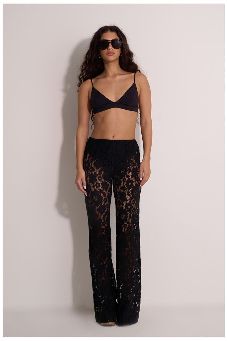 Saint Tropez Floral Lace Cover-Up Pants, Main, color, Black