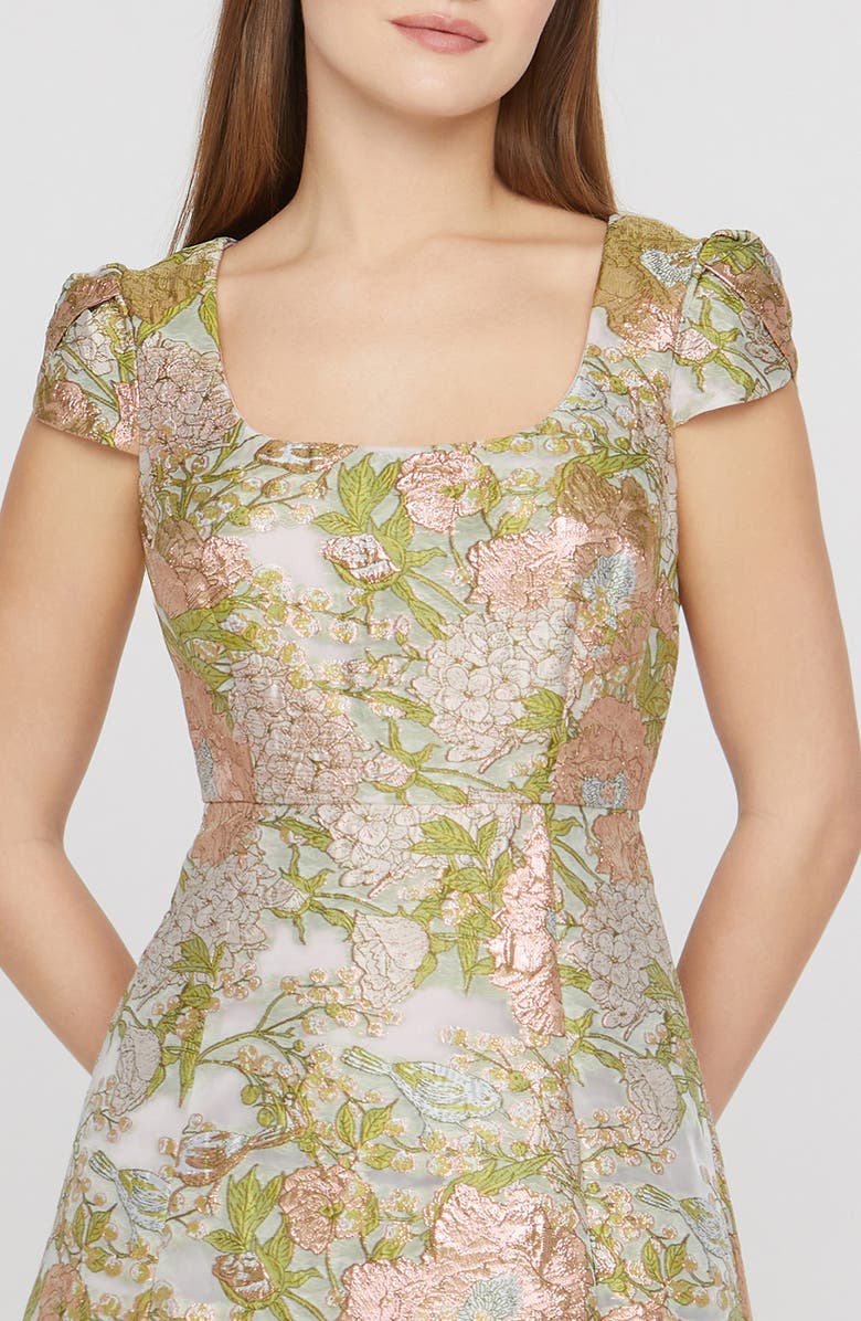 JS Collections Ruthanne Metallic Floral Jacquard Gown, Alternate, color, Blush/ Multi