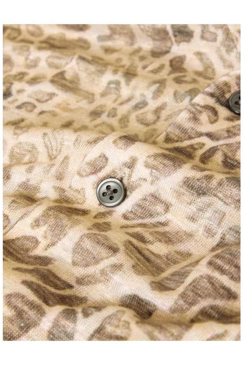 Castoro Leopard Pattern Knit Camp Shirt, Alternate, color, LIGHT KHAKI