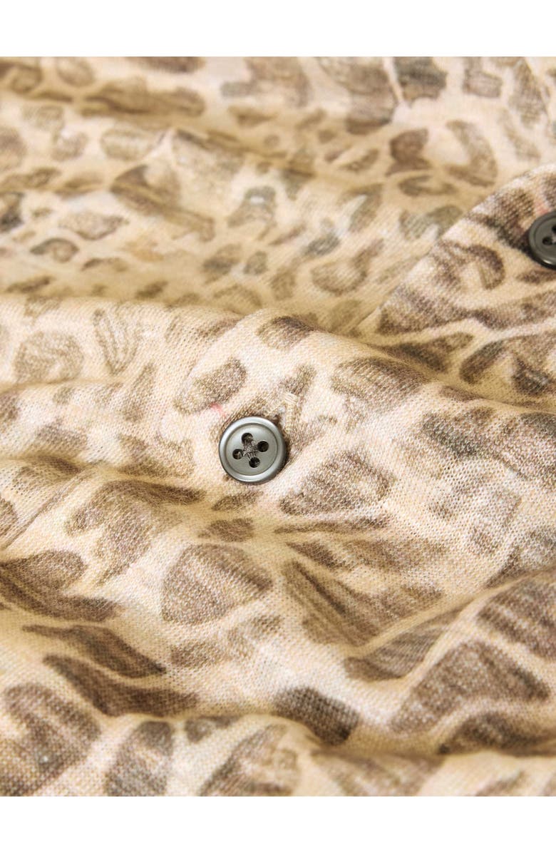 John Varvatos Castoro Leopard Pattern Knit Camp Shirt, Alternate, color, Light Khaki