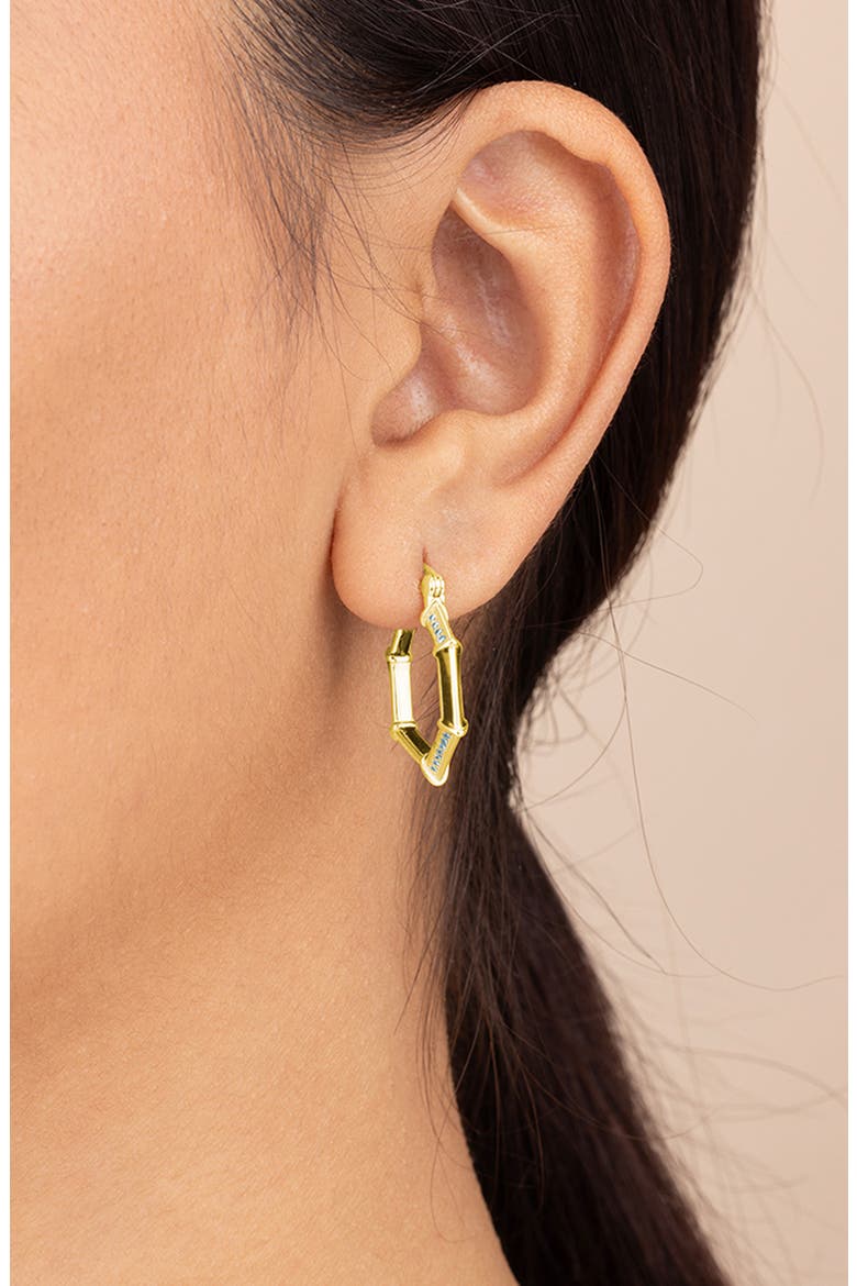 Lina Enamel & Cubic Zirconia Hoop Earrings, Alternate, color, GOLD