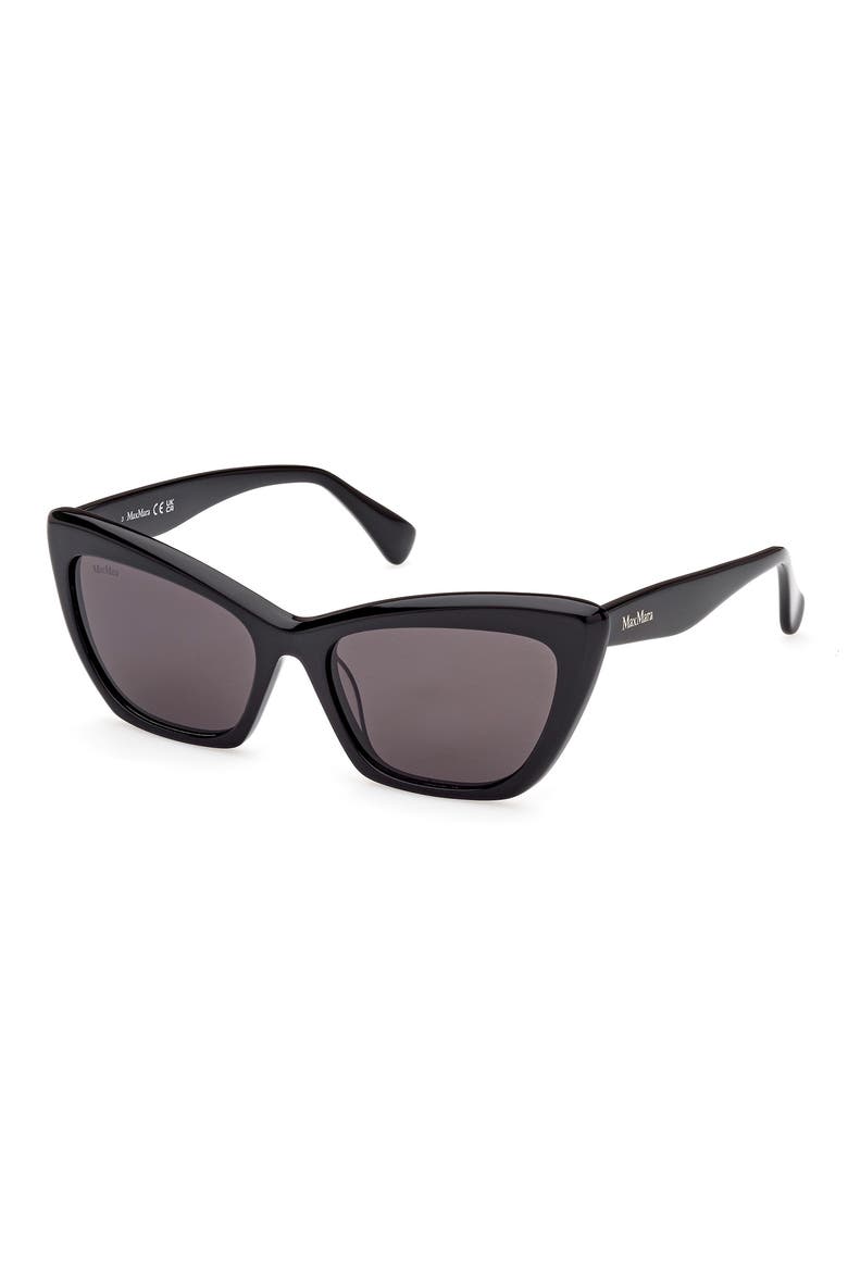57mm Cat Eye Sunglasses, Alternate, color, SHINY BLACK / SMOKE