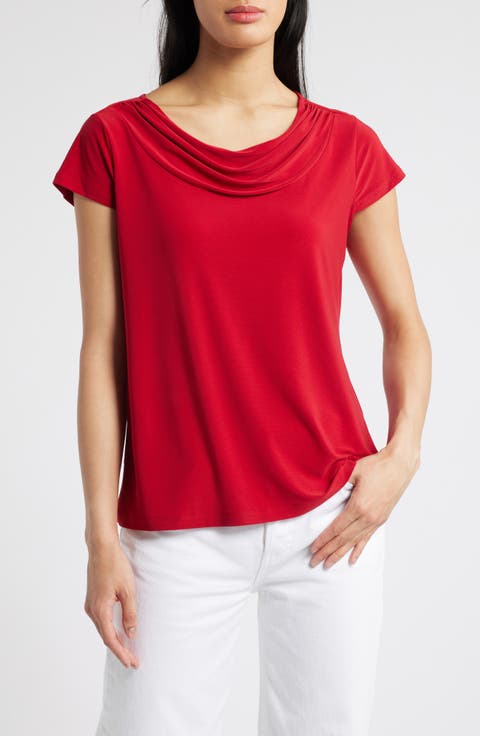 Cap Sleeve Cowl Neck Top (Regular & Petite)